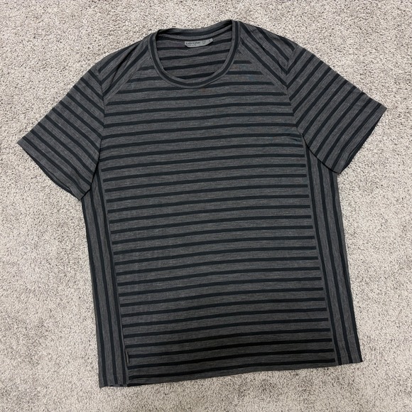 Icebreaker Other - Icebreaker Cool-Lite Wool Blend T Shirt Gray Stripe Base Layer Hiking Mens Large